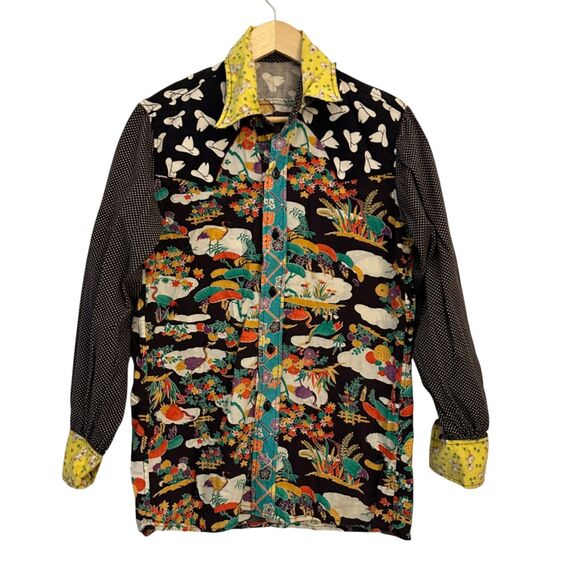 Handmade Button Up Cotton Western Shirt Ducks, Hats, Polka Dots and Flowers M - Picture 1 of 7